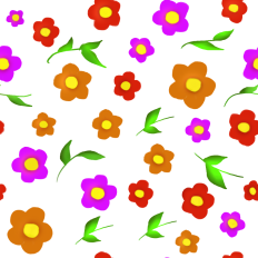 Flowers and leaves printable pattern - white background