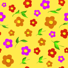 Flowers and leaves printable pattern - yellow background