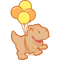 happy t-rex with balloons