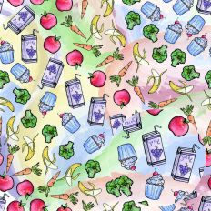 Watercolor Lunchbox Foods Repeatable Background
