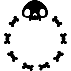 cute skull and bones circular frame