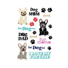 French Bulldog Sticker Sheet – Dog Mom, Dog Dad & Frenchie Love