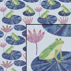 Frogs on Lily Leaves Pond Seamless Repeating Pattern