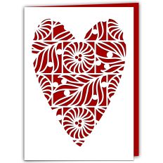Fronds and Flowers Art Nouveau Heart Card