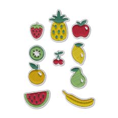Fruit stickers with an embroidered patch effect