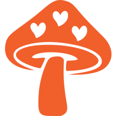 autumn orange mushroom with hearts