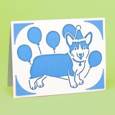 Corgi with Balloons Card - A2 Insert Birthday Card