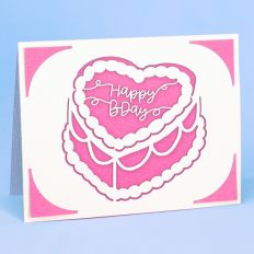 Happy Birthday Heart Cake Card - A2 Insert Card