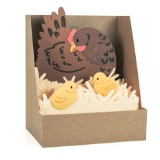Chicken Nest Box Card - 3D Hen and Chicks Card