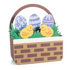 Easter Basket with Chicks Card - 3D Easter Card
