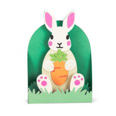 Easter Bunny Holding a Carrot Card - 3D Easter Card