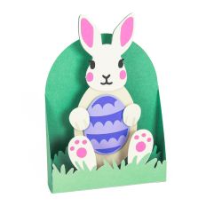 Easter Bunny Holding an Egg - 3D Easter Card