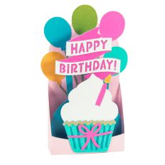 Happy Birthday Cupcake Card - 3D Brithday Card