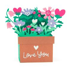 Love You Potted Wildflowers Card - Valentine’s Day 3D Card