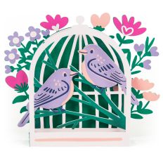 Two Birds with Wildflowers - 3D Wedding Card