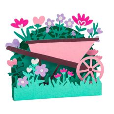 Wheelbarrow with Heart Flowers Card - 3D Valentine’s Day Card
