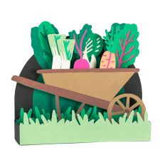 Wheelbarrow with Spring Veggies Card - 3D Box Card