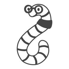 Cute Book Worm Design - Single Color - For Silhouette Studio