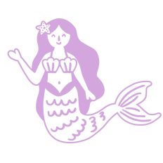 Swimming Mermaid Design - Single Color