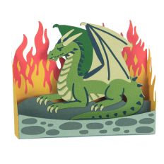 Dragon with Flames - 3D Fantasy Box Card