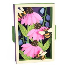 Echinacea Flowers with Bumblebees - 3D Box Card