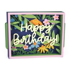 Happy Birthday Layered Card with Flowers - 3D Box Card