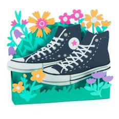 High Top Sneakers with Flowers Card - 3D Box Card