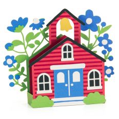 School House with Wildflowers Card - 3D Box Card