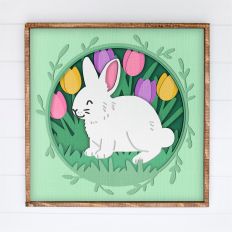 Easter Bunny with Tulips Shadow Box | 3D Easter Shadowbox