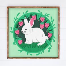 Bunny in Strawberries Shadow Box - 3D Easter & Spring Shadowbox