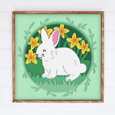 Easter Bunny in Daffodils Shadow Box - 3D Spring Shadowbox