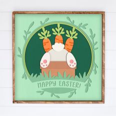 Easter Bunny Bum in Carrot Pot Shadow Box - 3D Easter Shadowbox