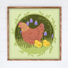 Mama Hen & Chicks Shadow Box | 3D Mother's Day Shadowbox