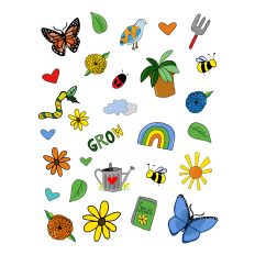 Whimsical Garden & Flower Stickers