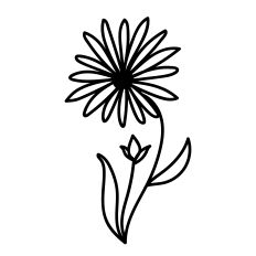 Gerbera Daisy SVG Cut File – Hand-Drawn Floral SVG with Leaves & Bud for Silhouette
