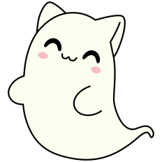 Happy Kawaii Ghost Cat