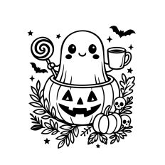 Cute Ghost in Pumpkin Halloween Clipart