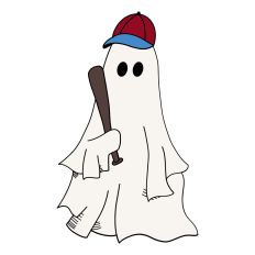 Ghost with Baseball Bat and Cap SVG