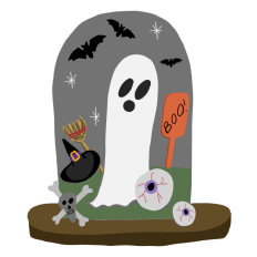 Spooky Whimsical Ghost Sticker