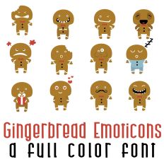 Gingerbread Emoticons Full Color Font