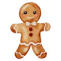 Gingerbread Man Watercolor Christmas Joy - Print and Cut