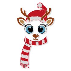 Christmas Girl Reindeer Face with Santa Hat