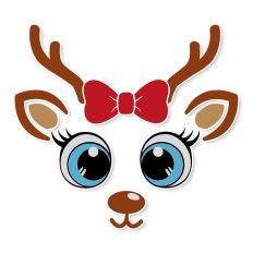 Christmas Girl Reindeer Face with Bow