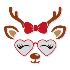Christmas Girl Reindeer Face with Glasses