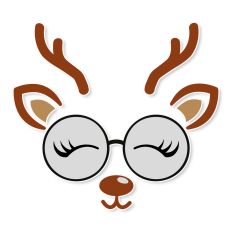 Christmas Girl Reindeer Face with Glasses