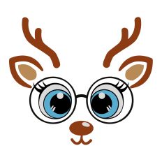 Christmas Girl Reindeer Face with Glasses
