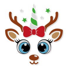 Christmas Unicorn Reindeer Face