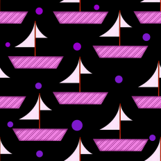 Pink boat on a black background pattern paper