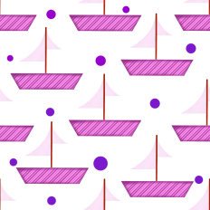 Pink boats on a white background printable pattern