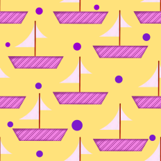 Pink boat on a yellow background printable pattern